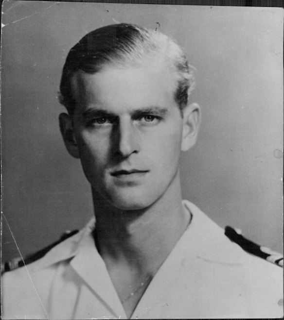 In tropical uniform of the Royal Navy. He joined the senior service as a midshipman at 19, and served at the Battle of Matapan in HMS Valiant. 