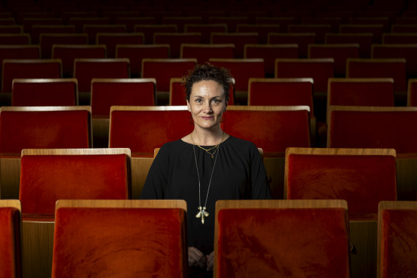 Arts Centre Melbourne CEO Claire Spencer in the empty Hamer Hall.