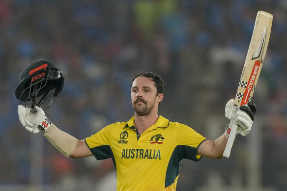 What a knock: Travis Head has joined the greats of the game with his World Cup defining century against India.