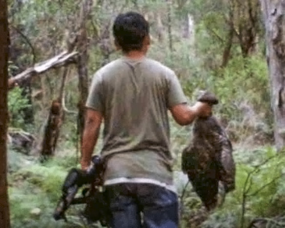 The Conservation Regulator is seeking information about two men allegedly involved in killing wildlife. This man was in possession of two bird species and a rifle and was aged in his late twenties to early thirties.