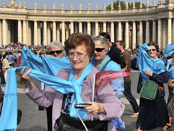 Sisters of St Joseph make their way to the Vatican in Rome for the canonisation of Mary MacKillop.
