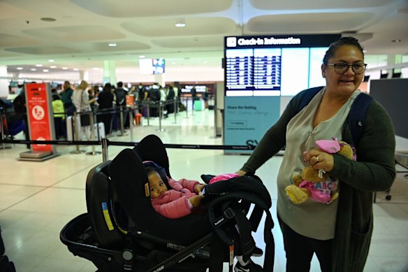 Lisa Te Tai and her granddaughter Manaia Taalili. She is visiting her children in Auckland and also taking her grandson.