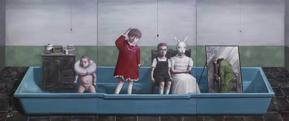 Zhang Xiaogang's Bath. The White Rabbit Collection, Sydney © Zhang Xiaogang.