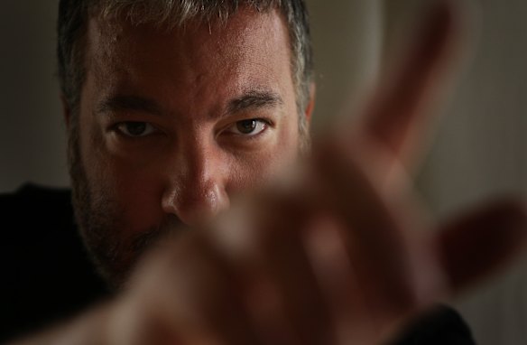 Portrait of photographer/contemporary artist Spencer Tunick in his hotel room in Sydney.