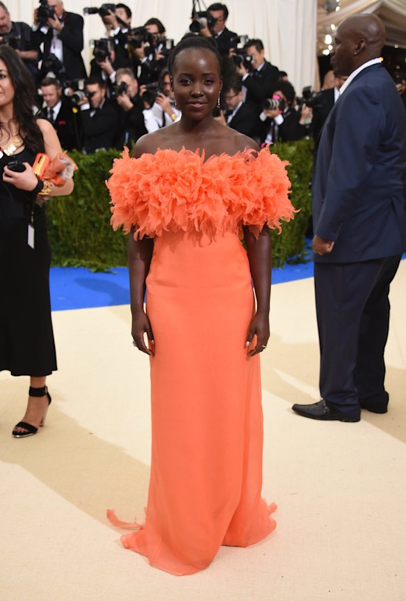 Lupita Nyong'o attends The Metropolitan Museum of Art's Costume Institute benefit gala celebrating the opening of the Rei Kawakubo/Comme des Garcons: Art of the In-Between exhibition on Monday, May 1, 2017, in New York.