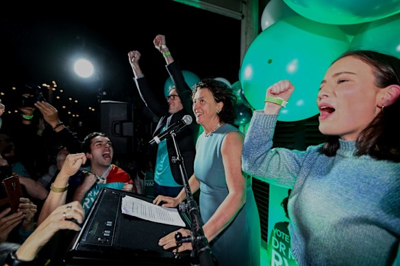 independent Monique Ryan told supporters that it would be difficult for Josh Frydenberg to retain Kooyong. “We don’t have a concession ... but I think we know where we stand,” she said. “We’ve made history tonight. Together."