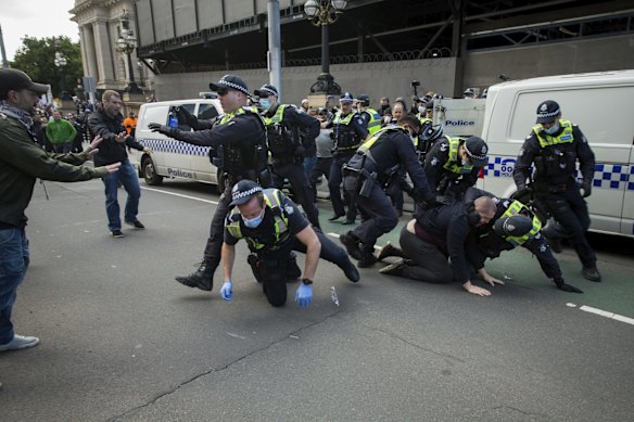 The rally against lockdown measures went ahead despite warnings from police earlier this week to stay at home.