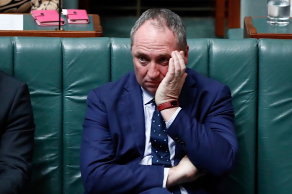 Deputy Prime Minister Barnaby Joyce during Question Time at Parliament House in Canberra on Wednesday 25 October 2017. 