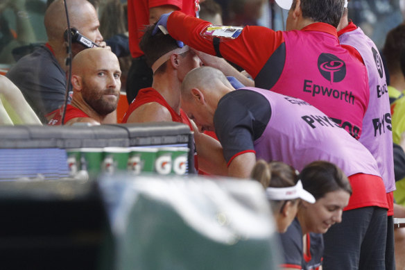 Sidelined: Jarrad McVeigh will miss between six to eight weeks of his farewell AFL season due to injury.