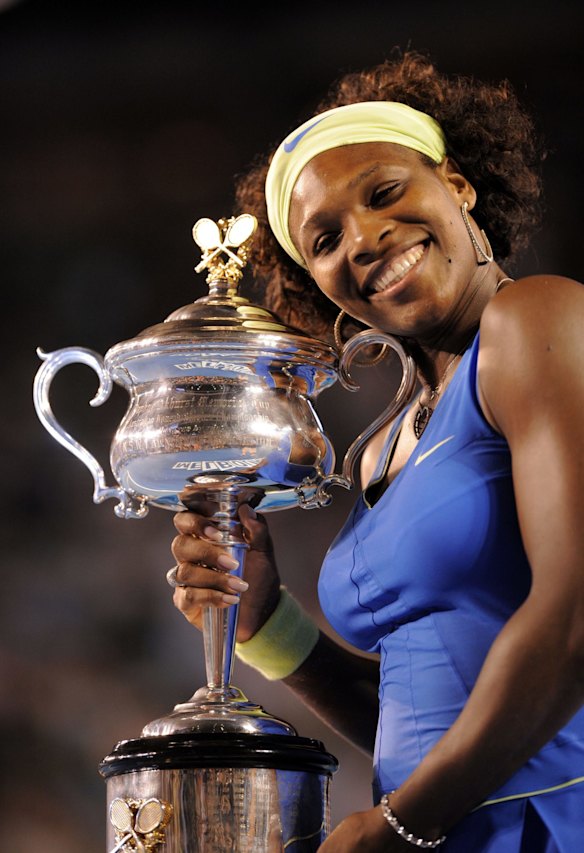 2009 Australian Open -  Serena Williams with the trophy after winning in 2 sets against Dinara Safina of Russia.