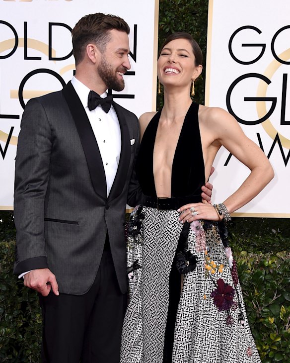 Trolls' Justin Timberlake shares a moment with his wife Jessica Biel.