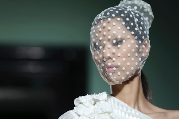 A model wears a creation by Erdem at the Autumn/Winter 2018 runway show in London, Monday, Feb. 19, 2018. (Photo by Grant Pollard/Invision/AP)