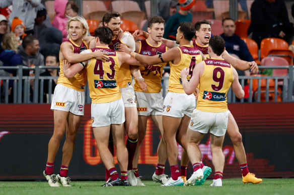 What a night: The Lions celebrate.