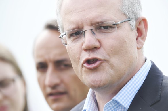 Prime Minister Scott Morrison and Liberal candidate for Wentworth, Dave Sharma, at Bronte Beach on Friday.
