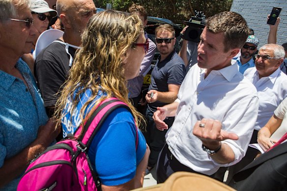 NSW Premier Mike Baird addressing opposition to the instalments of shark nets in Ballina.