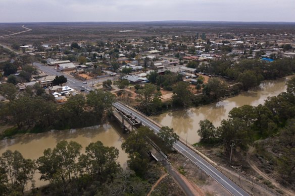 Aerial view of Wilcannia, which is currently experiencing a COVID outbreak.
