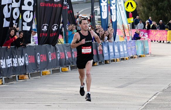 Winner Liam Adams nearing the line – he finished in 41 minutes and 41 seconds.