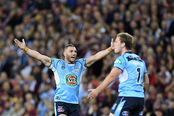 Robbie Farah of the Blues reacts