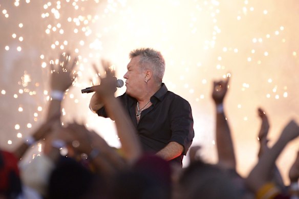 Jimmy Barnes of Cold Chisel performs ahead of the 2015 NRL Grand Final match.