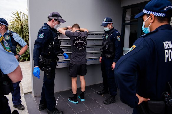 A man was arrested on Sydney Park Rd, possibly for not having a mask, as a heavy police presence patrolled Sydney Park in anticipation of anti-lockdown protests.