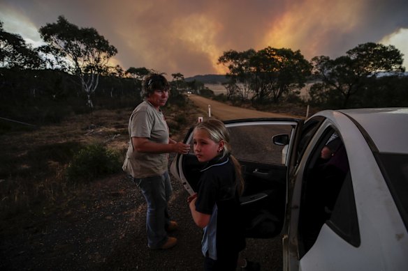 10-year-old Kasey Butcher from Braidwood near the North Black Range bushfire seen near Bombay, NSW.