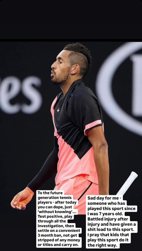 Kyrgios took to social media on Saturday night to vent his frustrations with the decision.