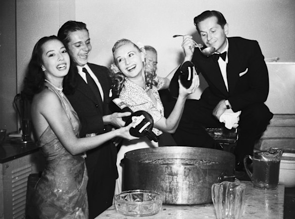 Col De Basil's Russian New Year's Eve party at Romano's in Sydney. Year unknown.