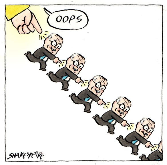 John Shakespeare’s cartoon for the Scott Morrison multiple ministries scandal.