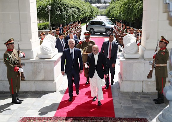 Prime Minister Malcolm Turnbull met with Afghani President Dr Mohammed Ashraf Ghani at Dilkusha in the grounds of the Presidential Palace in Kabul, Afghanistan.