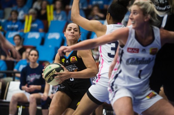 Canberra's Maddison Rocci attempts to shoot the ball. 