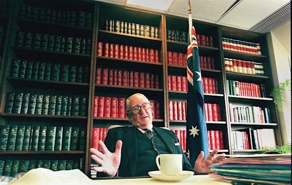 Malcolm Fraser in his Collins Street office. 