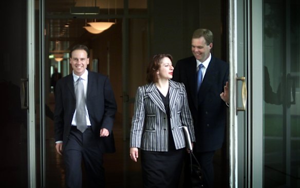 New Victorian Liberal MPs Greg Hunt, Sophie Panopoulos and Tony Smith in 2001. 