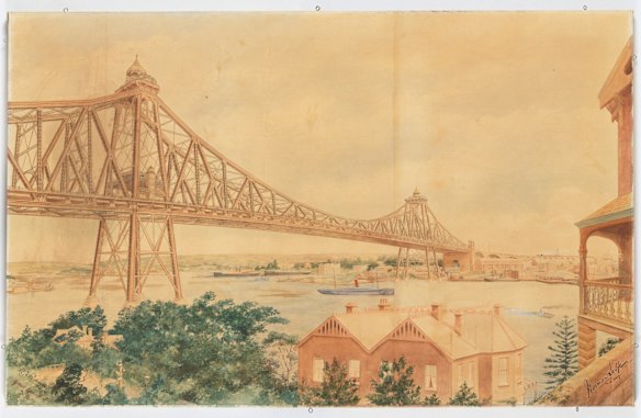 A Proposed Sydney Harbour Bridge, ca.1903 / design drawing by Norman Selfe.