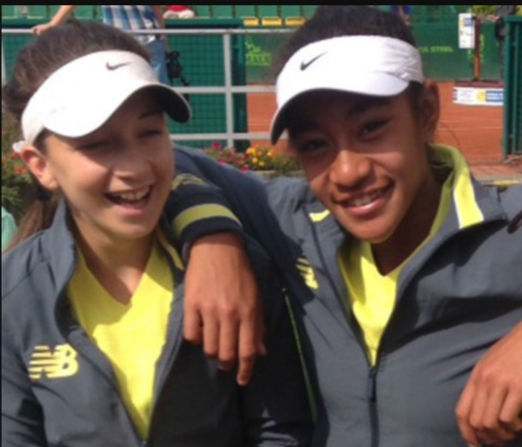 Gabriela Ruffels and Aiava representing Australia in a junior tennis event in 2014.