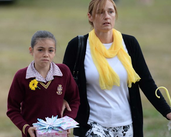 People arrive at the funeral for murder victim Luke Batty.