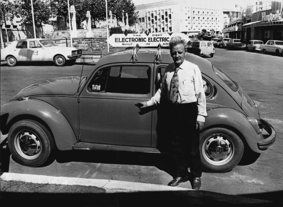 Mr Emmerton and his electric car.