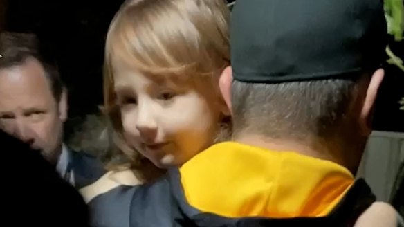 Screenshot from Western Australia Police have released vision of the moment Cleo Smith was resuced. 