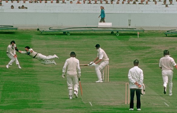 Rod Marsh catching Tony Greig in 1975 World Cup.