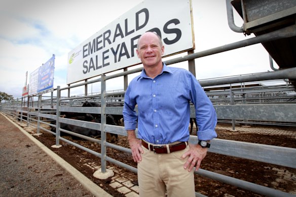 Premier Campbell Newman at the Emerald Sales Yard.