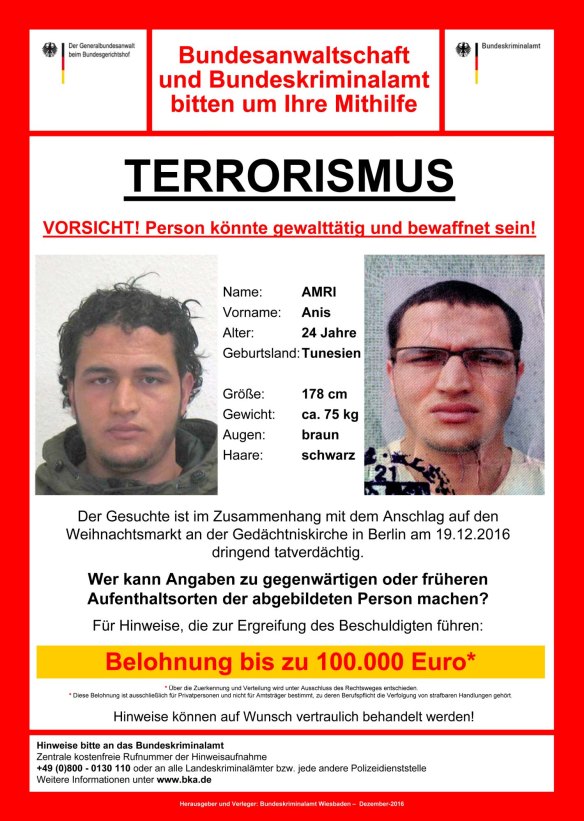 The wanted poster issued by German federal police on Wednesday. 