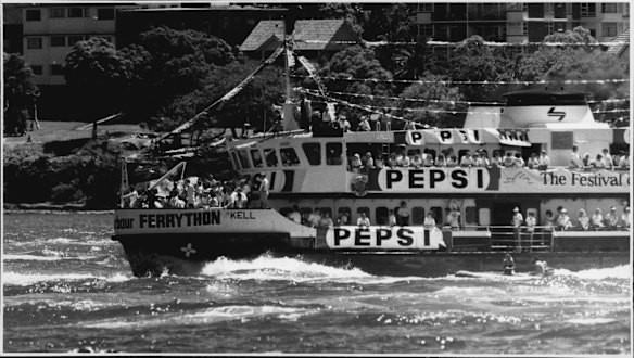 The Great Ferry race on Sydney Harbour, January 19, 1986.