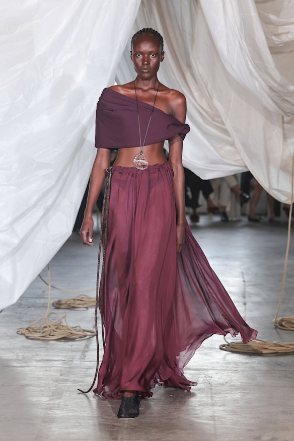 Amou Ring appearing in Bianca Spender’s Australian Fashion Week show.