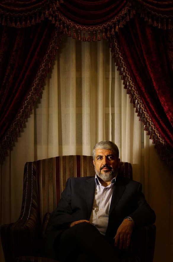 A portrait of Khalid Mishal at a private house in Doha, Qatar.