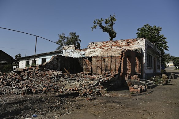 One of the many destroyed and looted buildings in Trostyanets. Some of the civilian population were detained and tortured by Russian forces, and the number of civilians killed is unclear.