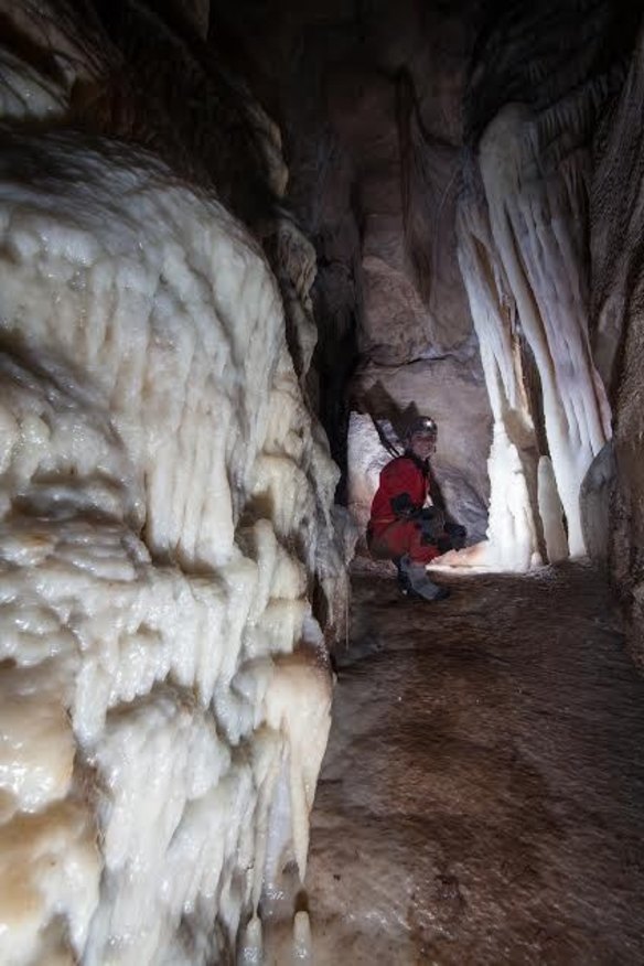 A Gippsland caver in search of the White-footed Rabbit Rat fossil. 