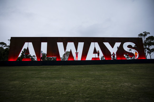 Artist Jacob Nash’s ALWAYS sculpture in 2019.