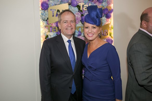 Bill Shorten and Chloe attend the Melbourne Cup. 