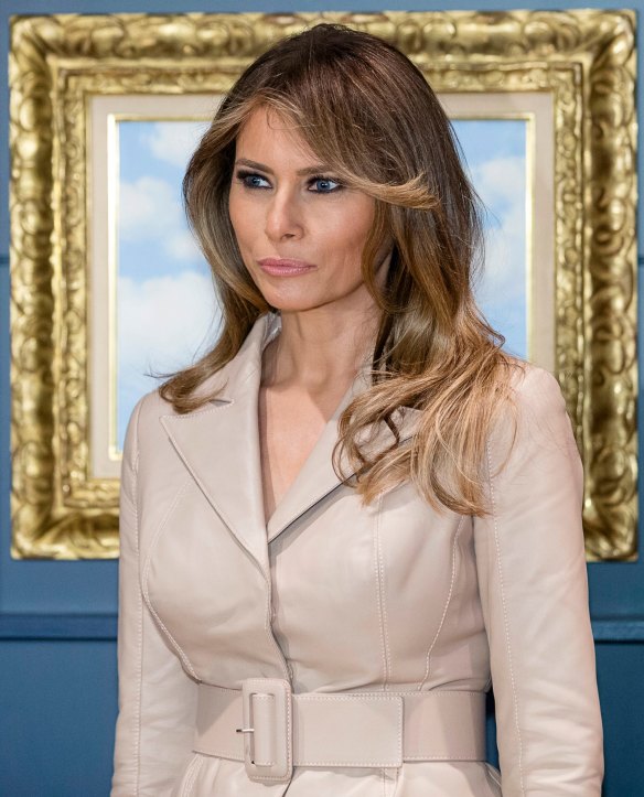 US First Lady Melania Trump belts up in Brussels.