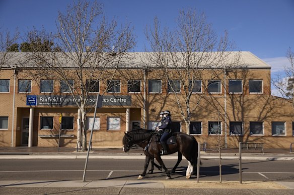 Mounted Police patrol in Fairfield. 17 July, 2021.