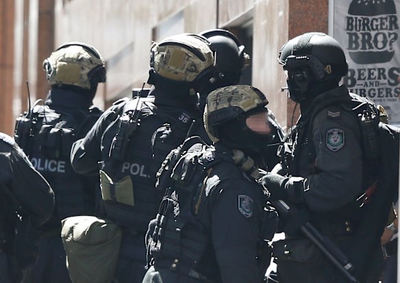 NSW Tactical Operations police attend the Martin Place siege.